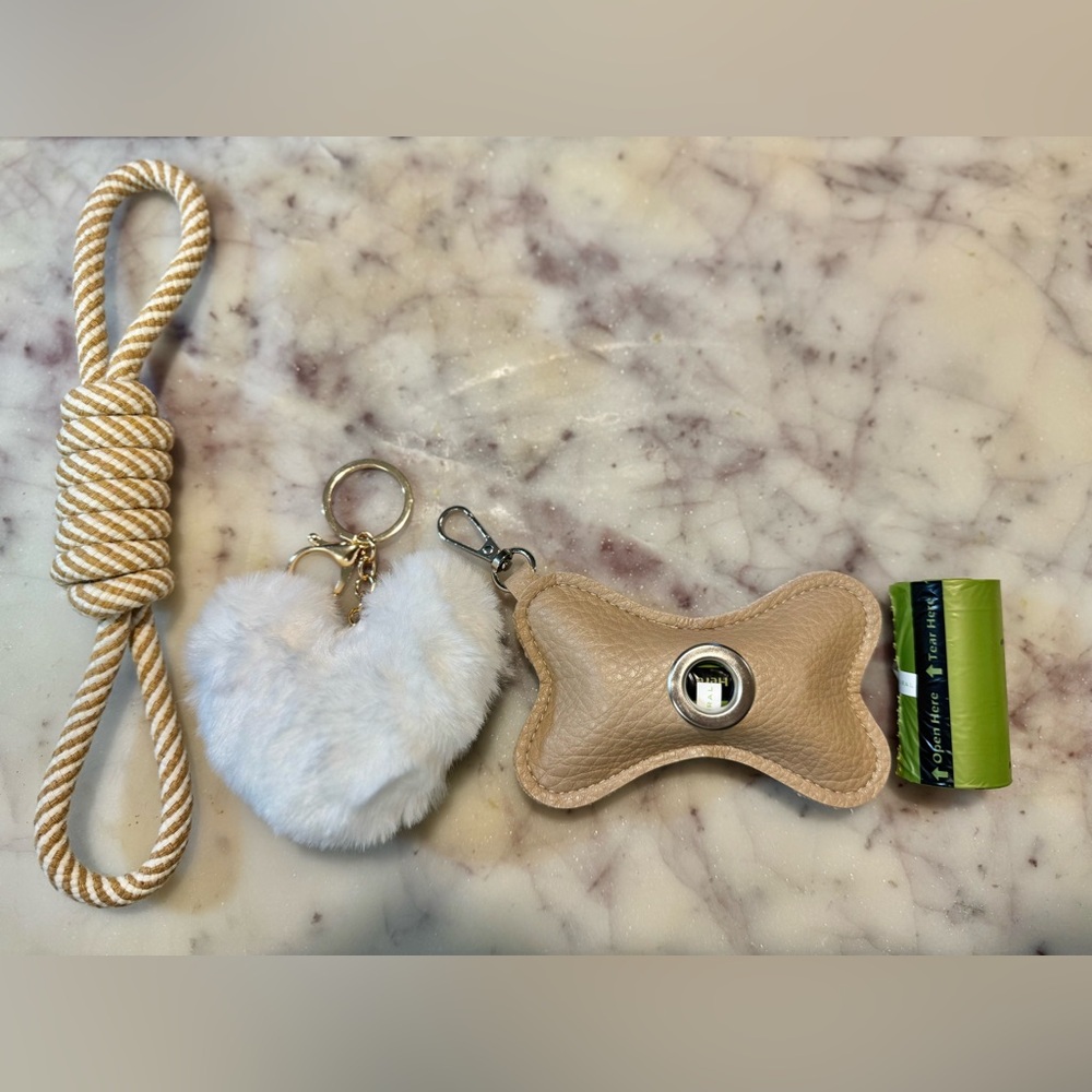 Dog Walk Essentials Mini Bundle | Poop Bag Holder, Rope Toy & Keychain